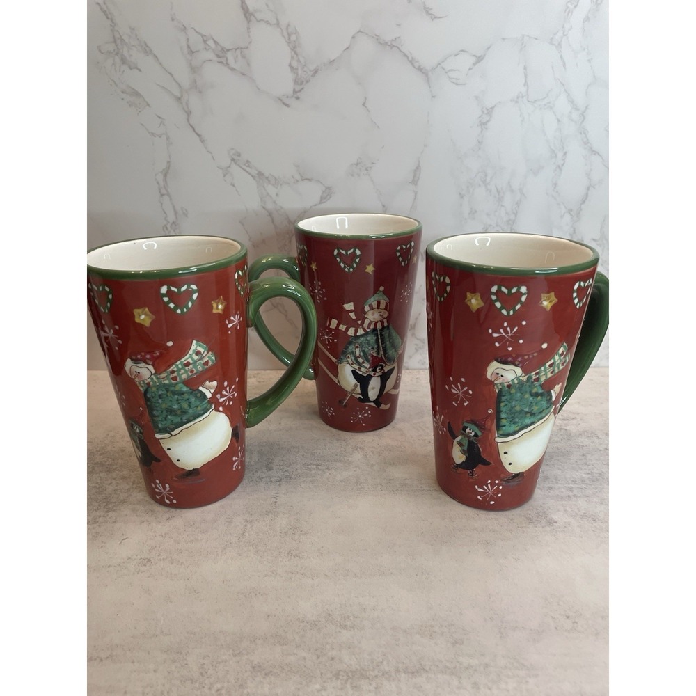 Vtg Noble Excellence "Snow Mates" latte mugs Discontinued